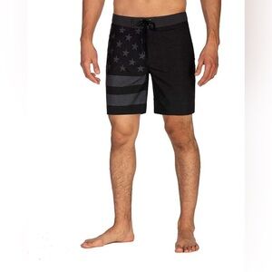 MENS HURLEY PHANTOM STARS AND STRIPES BLACK GRAY SWIM BOARD 18”  SHORTS SIZE 31